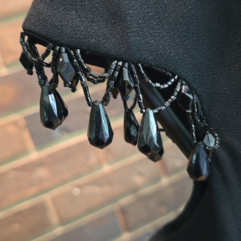 Miss Sun Valley by Morris Watkin - Black Women's Top with Beaded Trim - Picture 2 of 13